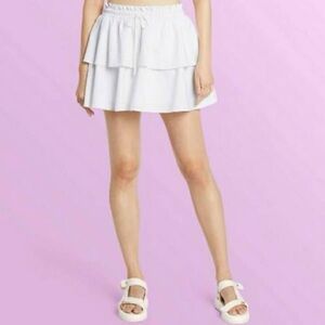 Stony Clover Target White Ruffle mini skirt